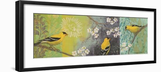 Goldfinches Blooming-Margaret Donharl-Framed Art Print