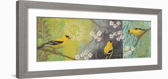 Goldfinches Blooming-Margaret Donharl-Framed Art Print