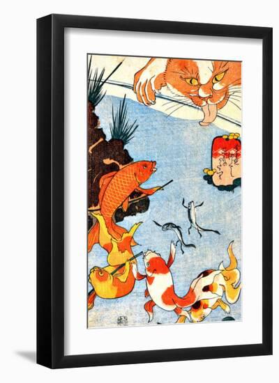 Goldfish and Cat-null-Framed Giclee Print
