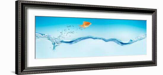 Goldfish Jumping Out of Water-null-Framed Photographic Print