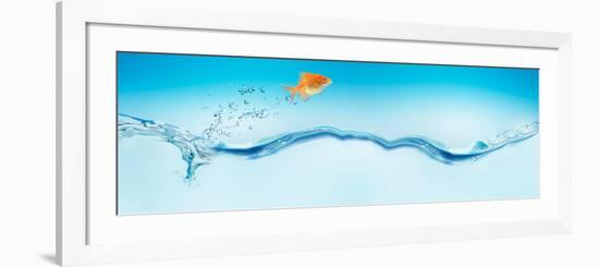 Goldfish Jumping Out of Water-null-Framed Photographic Print