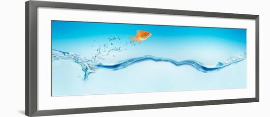 Goldfish Jumping Out of Water-null-Framed Photographic Print