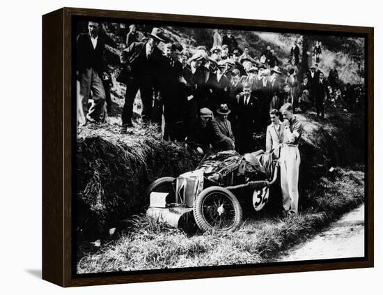 Goldie Gardner by the Wreckage of an Mg J4, 1932-null-Framed Premier Image Canvas