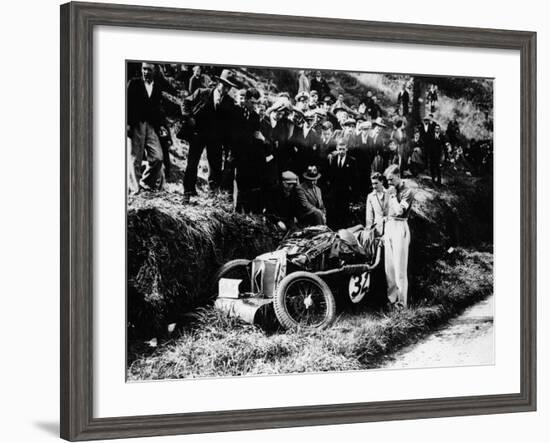 Goldie Gardner by the Wreckage of an Mg J4, 1932-null-Framed Photographic Print