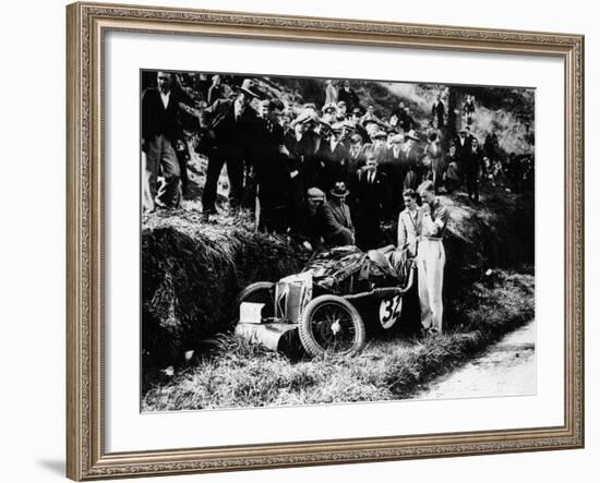 Goldie Gardner by the Wreckage of an Mg J4, 1932-null-Framed Photographic Print