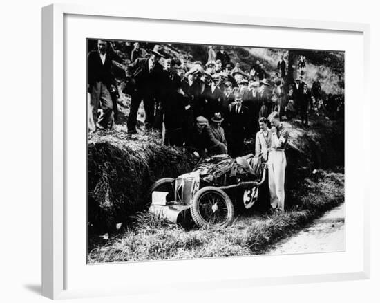 Goldie Gardner by the Wreckage of an Mg J4, 1932-null-Framed Photographic Print