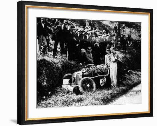 Goldie Gardner by the Wreckage of an Mg J4, 1932-null-Framed Photographic Print