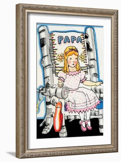 Goldilock Tries Papa Bear's Chair-Julia Letheld Hahn-Framed Art Print