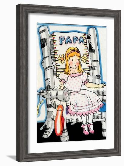 Goldilock Tries Papa Bear's Chair-Julia Letheld Hahn-Framed Art Print