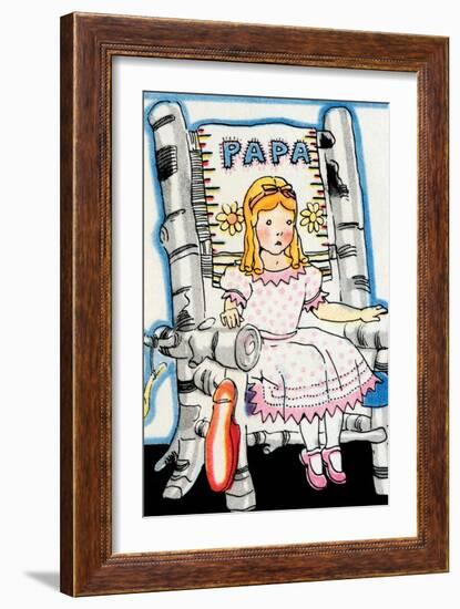 Goldilock Tries Papa Bear's Chair-Julia Letheld Hahn-Framed Art Print