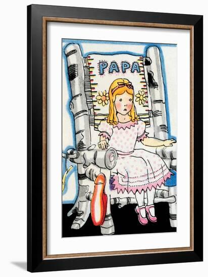 Goldilock Tries Papa Bear's Chair-Julia Letheld Hahn-Framed Art Print