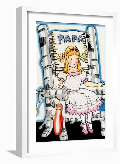 Goldilock Tries Papa Bear's Chair-Julia Letheld Hahn-Framed Art Print