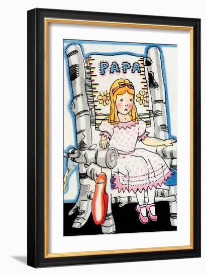 Goldilock Tries Papa Bear's Chair-Julia Letheld Hahn-Framed Art Print