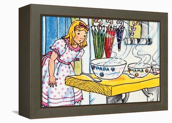 Goldilocks And the Poridge Bowls-Julia Letheld Hahn-Framed Stretched Canvas