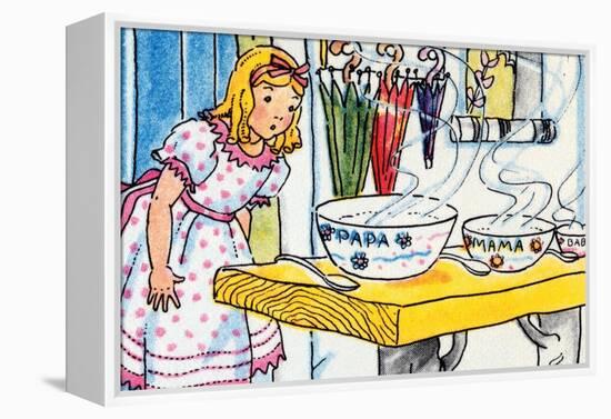 Goldilocks And the Poridge Bowls-Julia Letheld Hahn-Framed Stretched Canvas