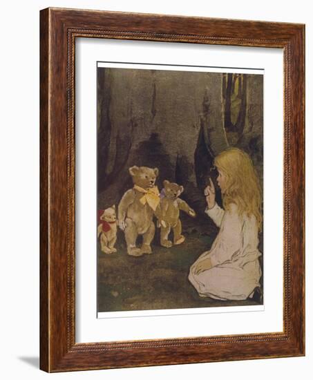 Goldilocks Gives Three Teddy Bears a Talking-To-Jessie Willcox-Smith-Framed Photographic Print