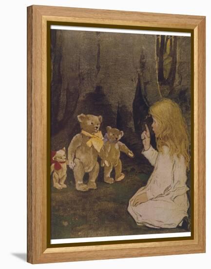 Goldilocks Gives Three Teddy Bears a Talking-To-Jessie Willcox-Smith-Framed Premier Image Canvas