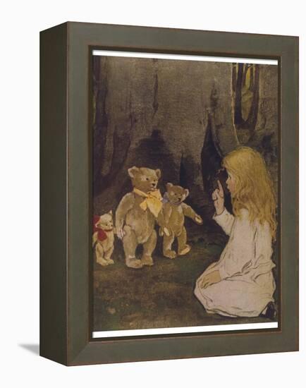 Goldilocks Gives Three Teddy Bears a Talking-To-Jessie Willcox-Smith-Framed Premier Image Canvas