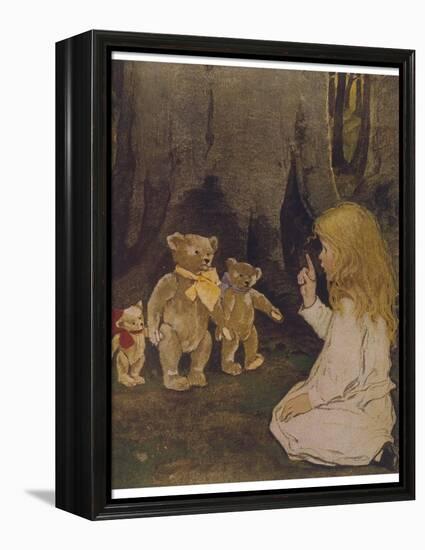 Goldilocks Gives Three Teddy Bears a Talking-To-Jessie Willcox-Smith-Framed Premier Image Canvas