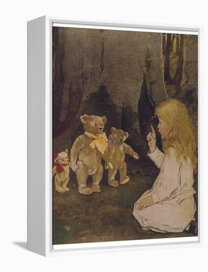 Goldilocks Gives Three Teddy Bears a Talking-To-Jessie Willcox-Smith-Framed Premier Image Canvas