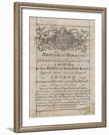 Goldsmiths and Silversmiths, Briscoe and Morrison, Trade Card-null-Framed Giclee Print