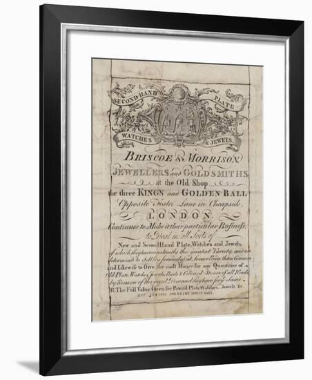 Goldsmiths and Silversmiths, Briscoe and Morrison, Trade Card-null-Framed Giclee Print