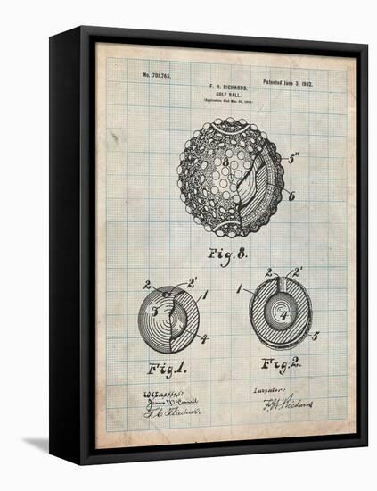 Golf Ball 1902 Patent-Cole Borders-Framed Stretched Canvas