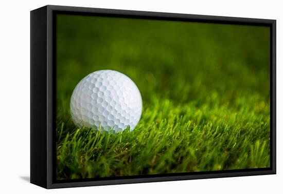 Golf Ball on Green Grass-jannoon028-Framed Premier Image Canvas
