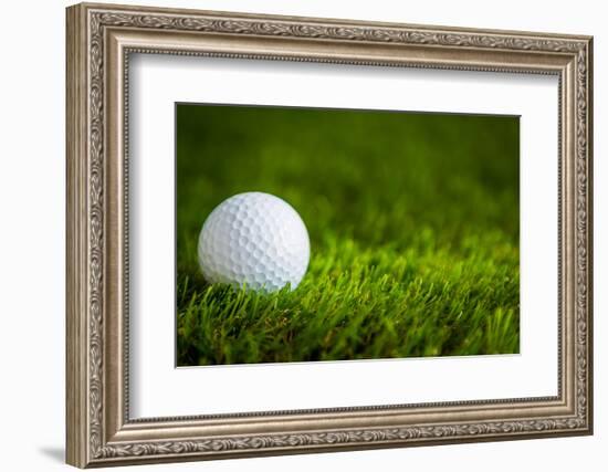 Golf Ball on Green Grass-jannoon028-Framed Photographic Print