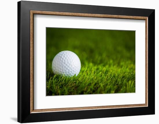 Golf Ball on Green Grass-jannoon028-Framed Photographic Print