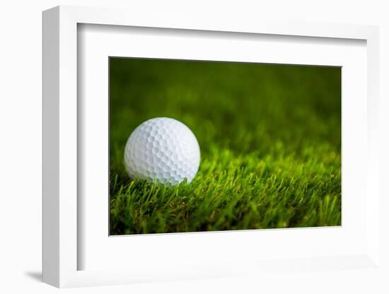 Golf Ball on Green Grass-jannoon028-Framed Photographic Print