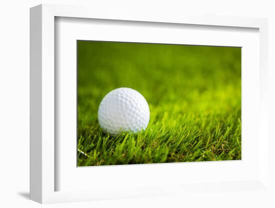 Golf Ball on Green Grass-jannoon028-Framed Photographic Print