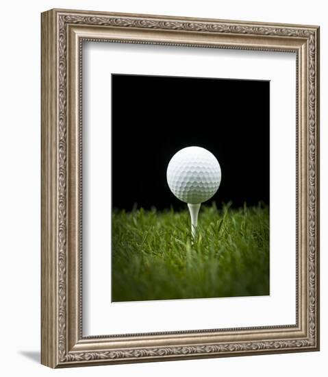 Golf Ball on Tee Black Back-null-Framed Premium Giclee Print