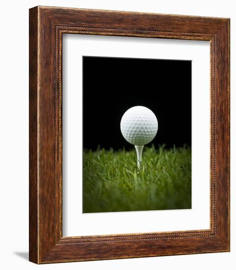 Golf Ball on Tee Black Back-null-Framed Premium Giclee Print