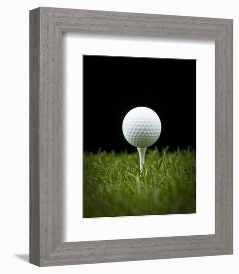 Golf Ball on Tee Black Back-null-Framed Premium Giclee Print