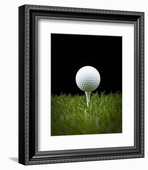 Golf Ball on Tee Black Back-null-Framed Premium Giclee Print