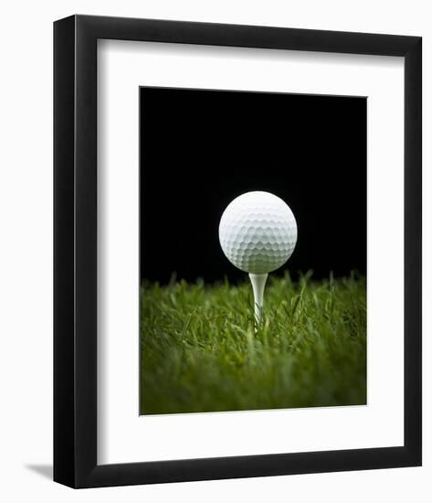 Golf Ball on Tee Black Back-null-Framed Premium Giclee Print