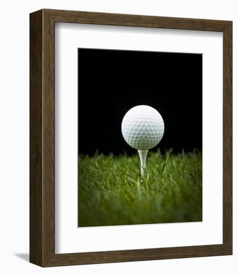 Golf Ball on Tee Black Back-null-Framed Premium Giclee Print