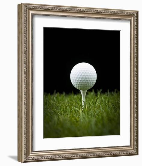 Golf Ball on Tee Black Back-null-Framed Art Print