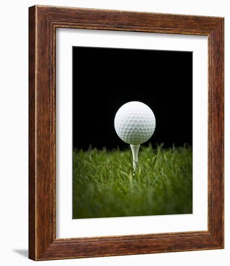 Golf Ball on Tee Black Back-null-Framed Art Print
