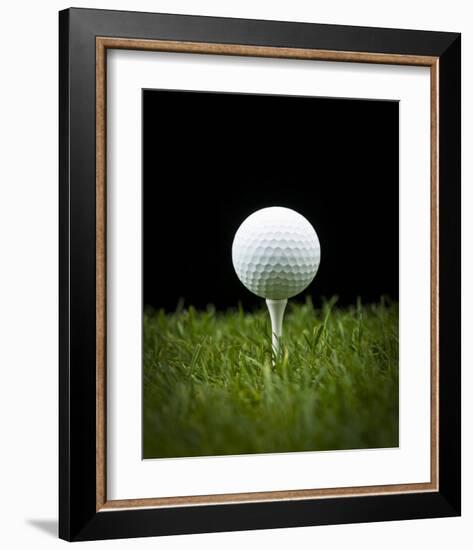 Golf Ball on Tee Black Back-null-Framed Art Print