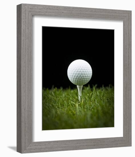 Golf Ball on Tee Black Back-null-Framed Art Print