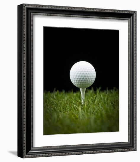 Golf Ball on Tee Black Back-null-Framed Art Print