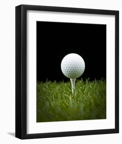 Golf Ball on Tee Black Back-null-Framed Art Print