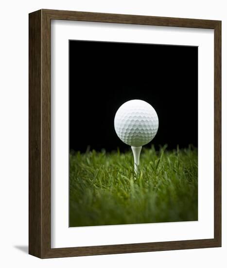 Golf Ball on Tee Black Back-null-Framed Art Print