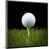 Golf Ball on Tee Black Back-null-Mounted Art Print
