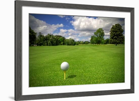 Golf Ball on Tee in a Beautiful Golf Club-Patryk Kosmider-Framed Premium Photographic Print