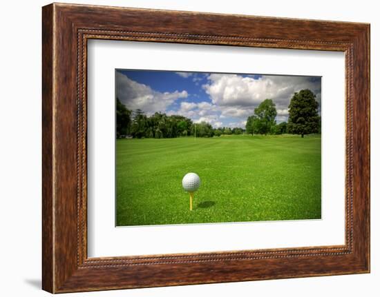 Golf Ball on Tee in a Beautiful Golf Club-Patryk Kosmider-Framed Photographic Print