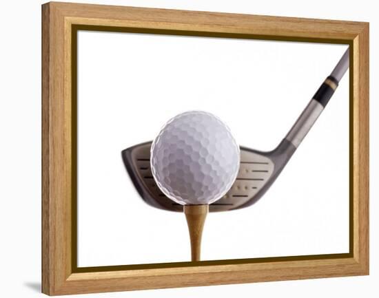 Golf Ball on Tee with Club-null-Framed Premier Image Canvas