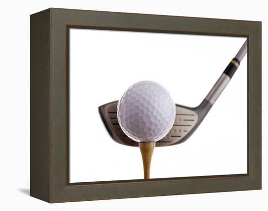 Golf Ball on Tee with Club-null-Framed Premier Image Canvas